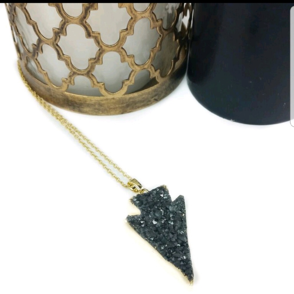 Black and Gold Arrowhead Necklace